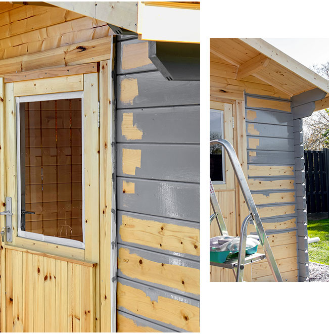 Gartenhaus streichen Deckfarbe