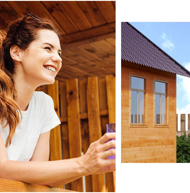 Holzhaus lasiert
