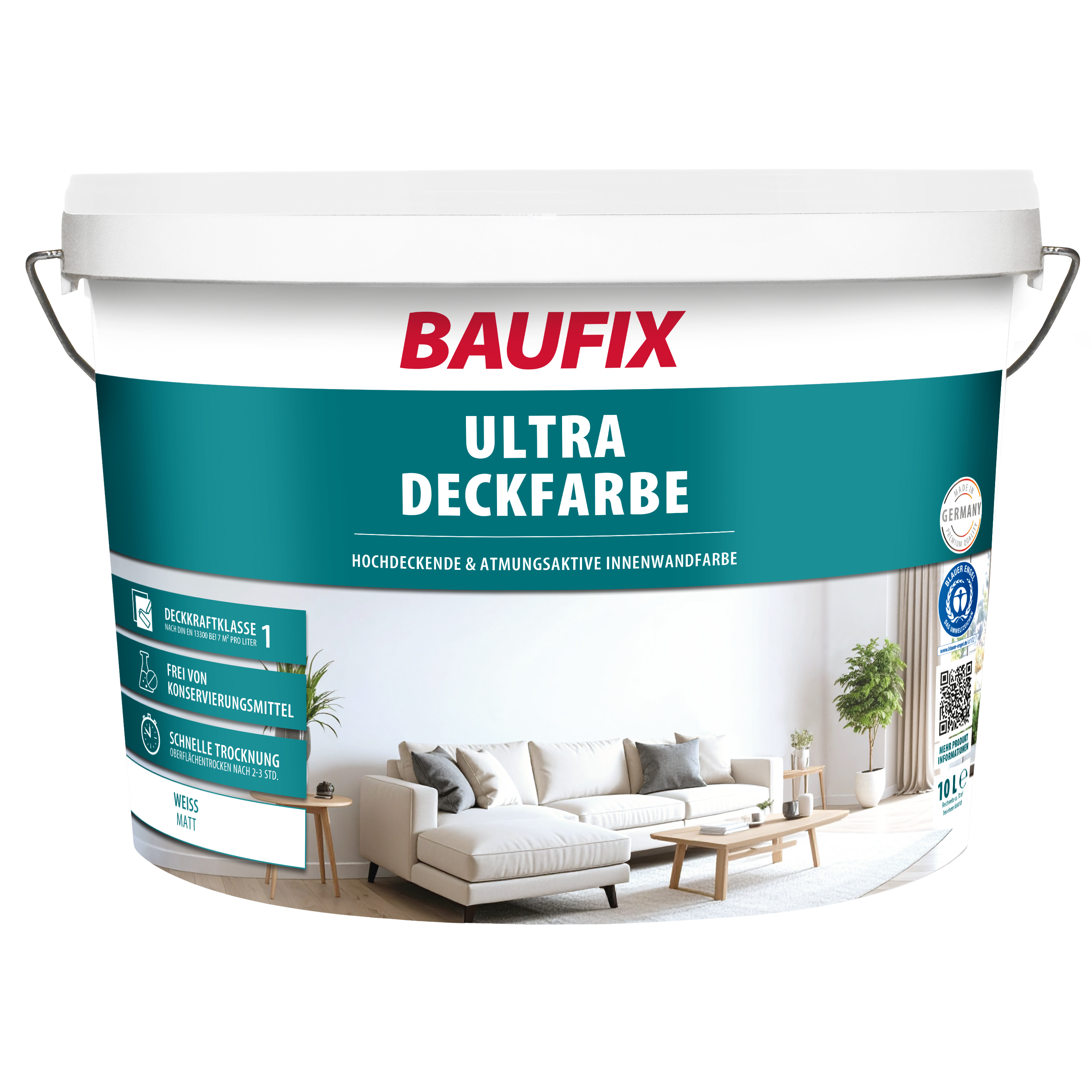 Gebindebild Ultra Deckfarbe weiss seidenmatt 10 Liter
