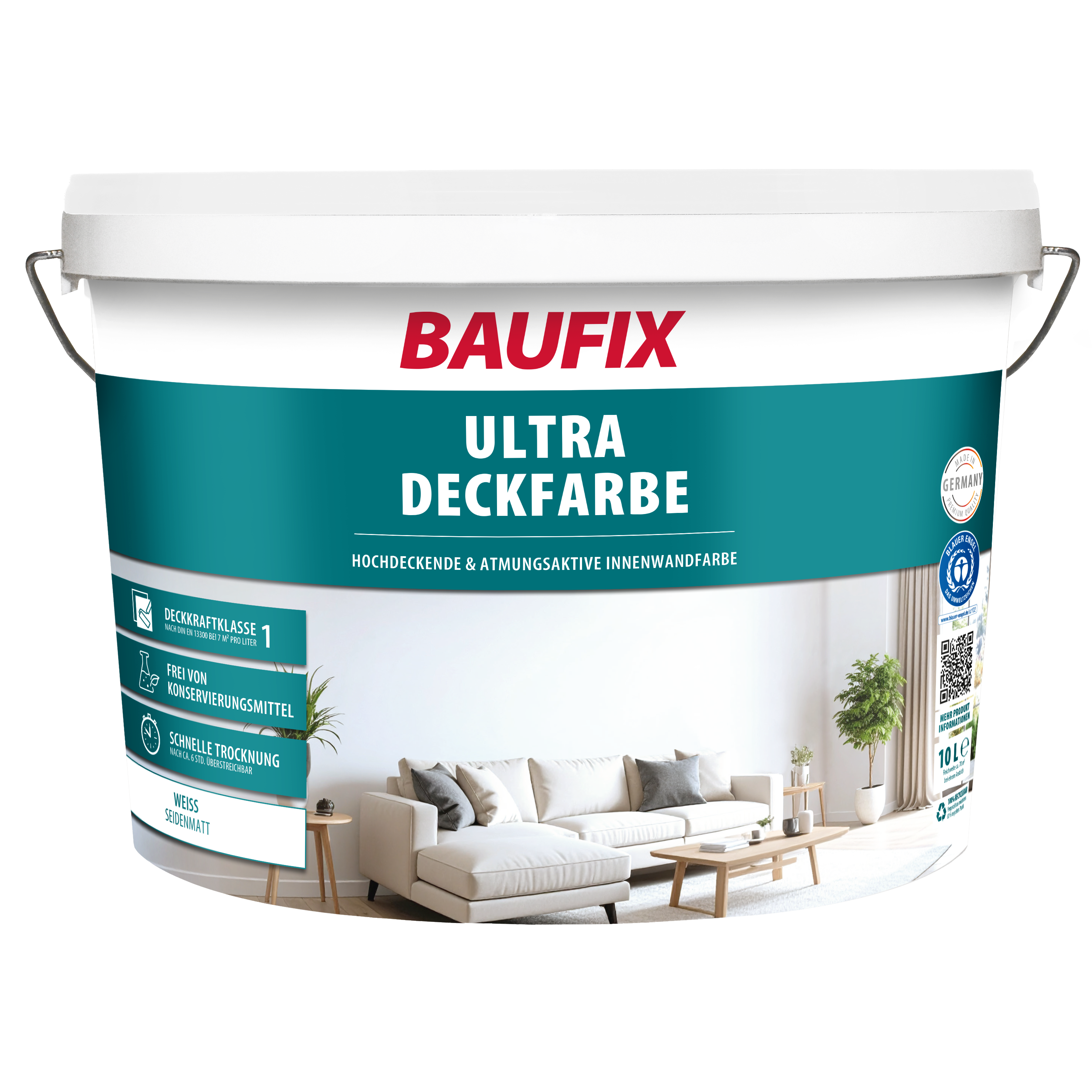 Gebinde Ultra Deckfarbe weiss seidenmatt 10L