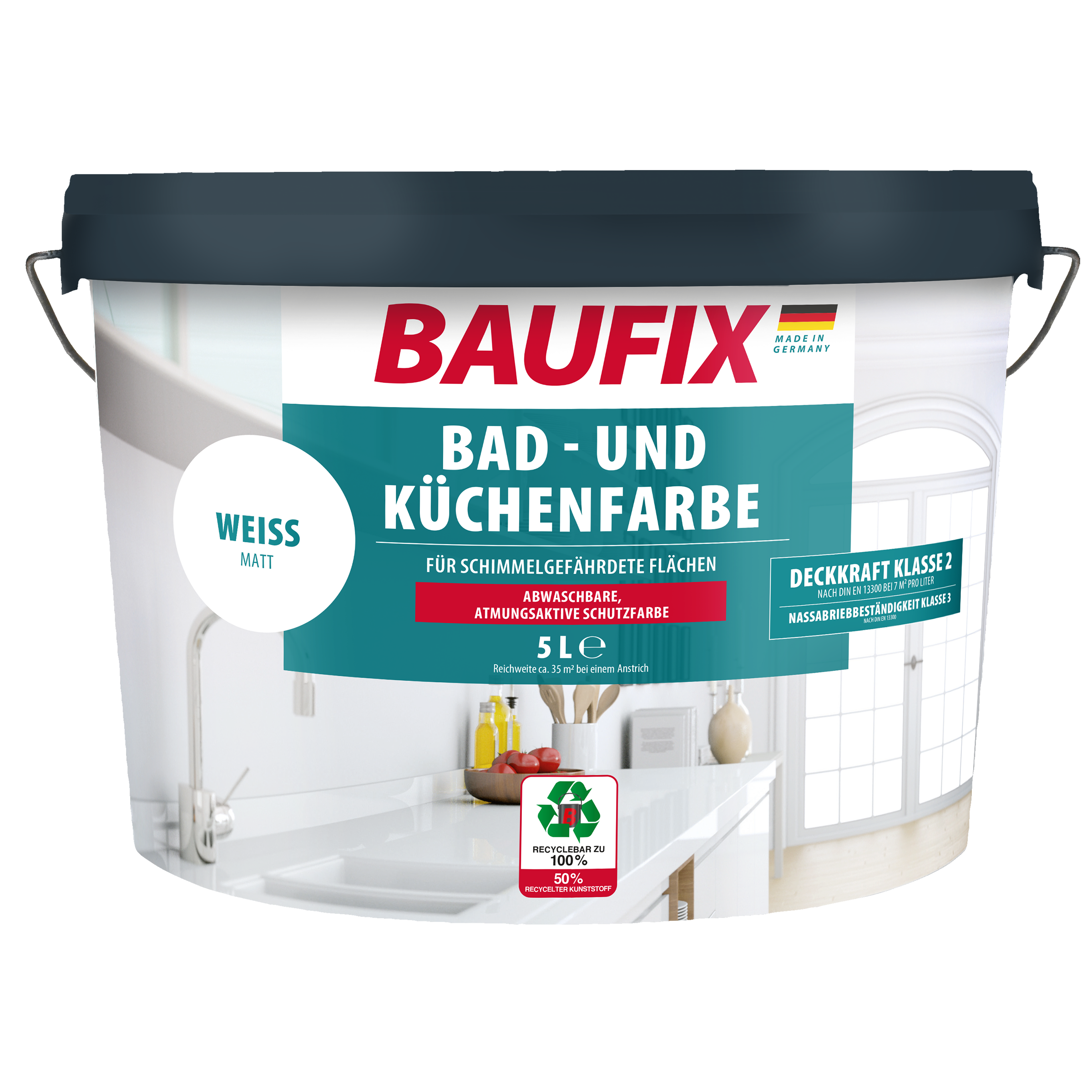 Gebindeabbildung Baufix Bau- und Küchenfarbe weiß