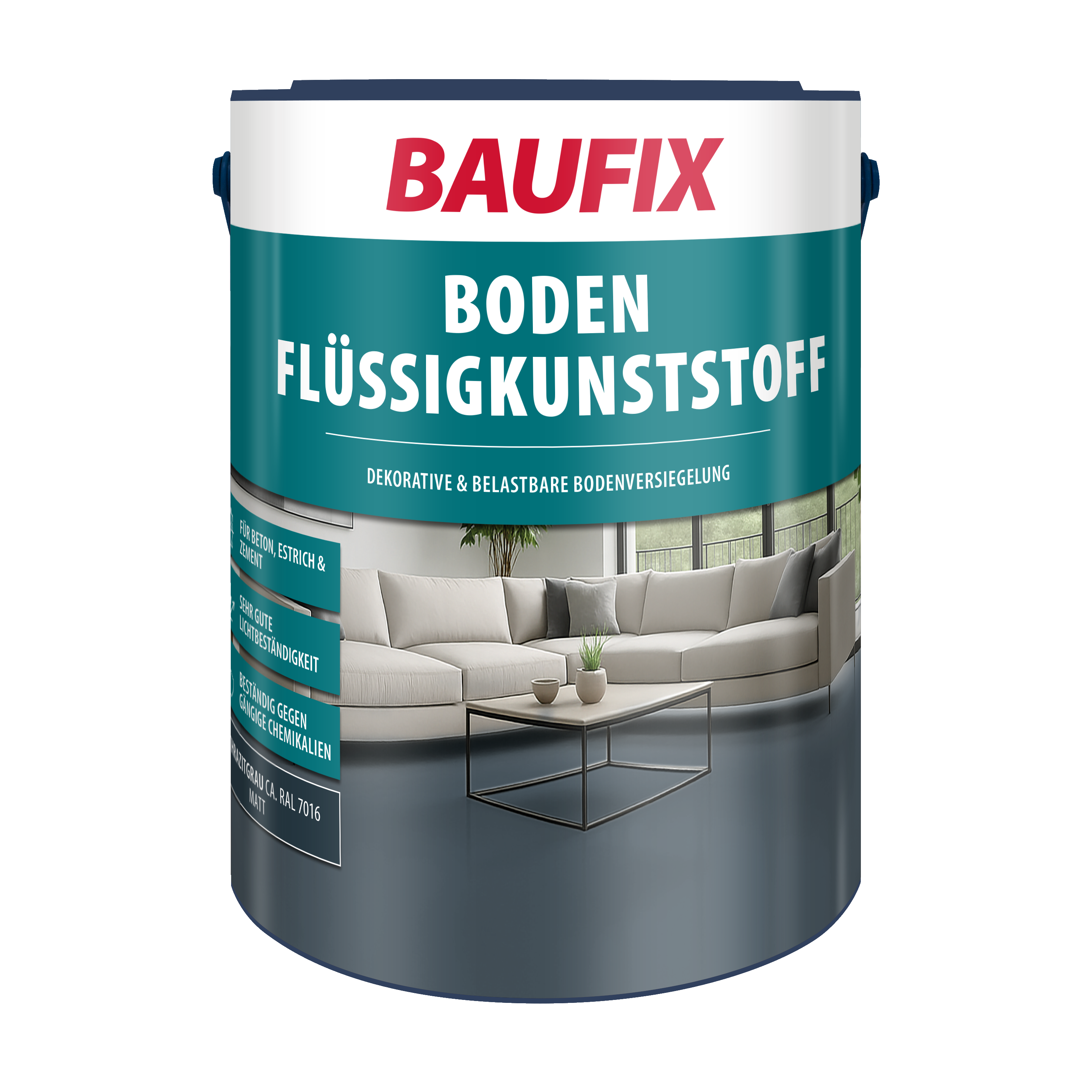 Gebindeabbildung BAUFIX Boden Flüssigkunststoff anthrazit grau