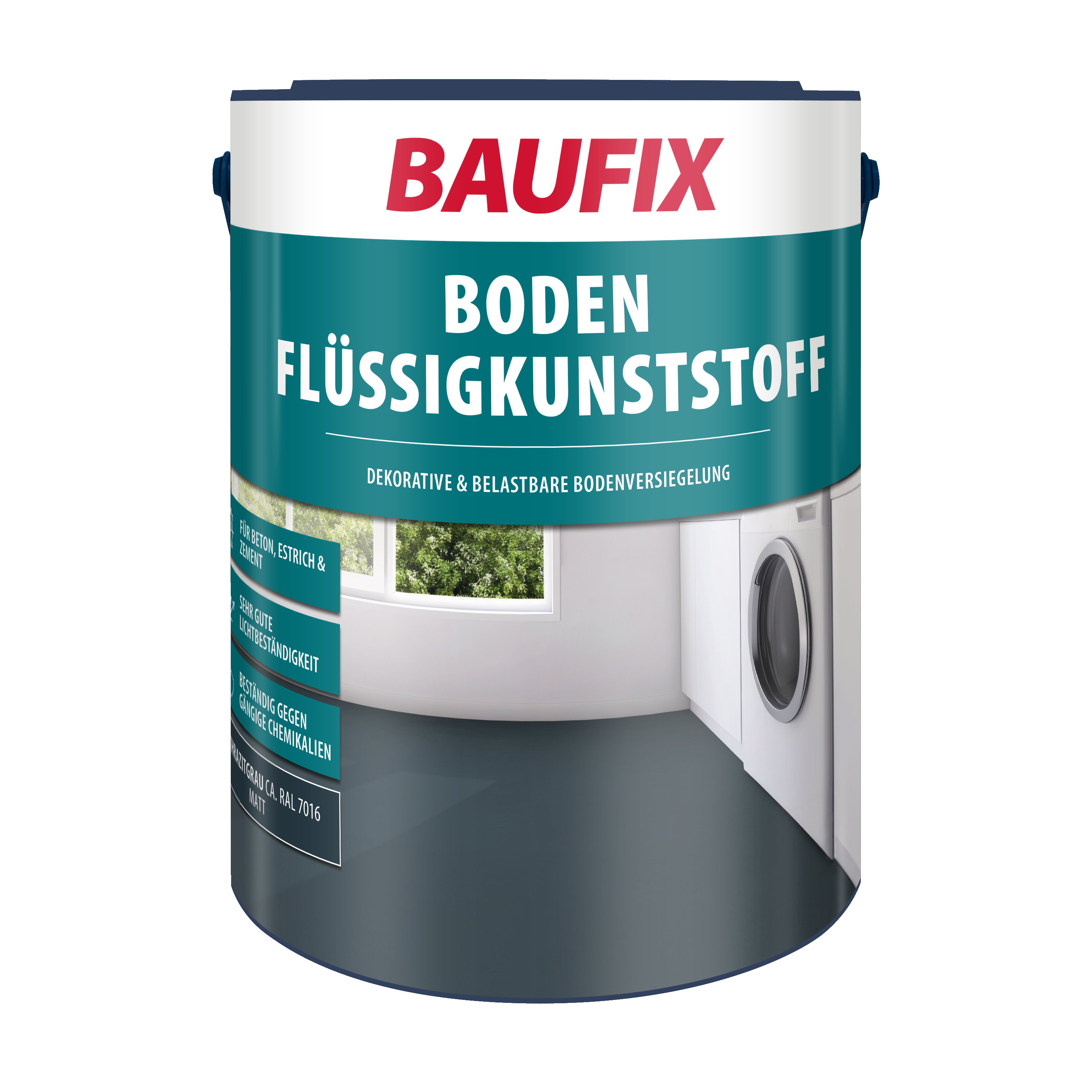 Gebindeabbildung BAUFIX Boden Flüssigkunststoff anthrazit grau