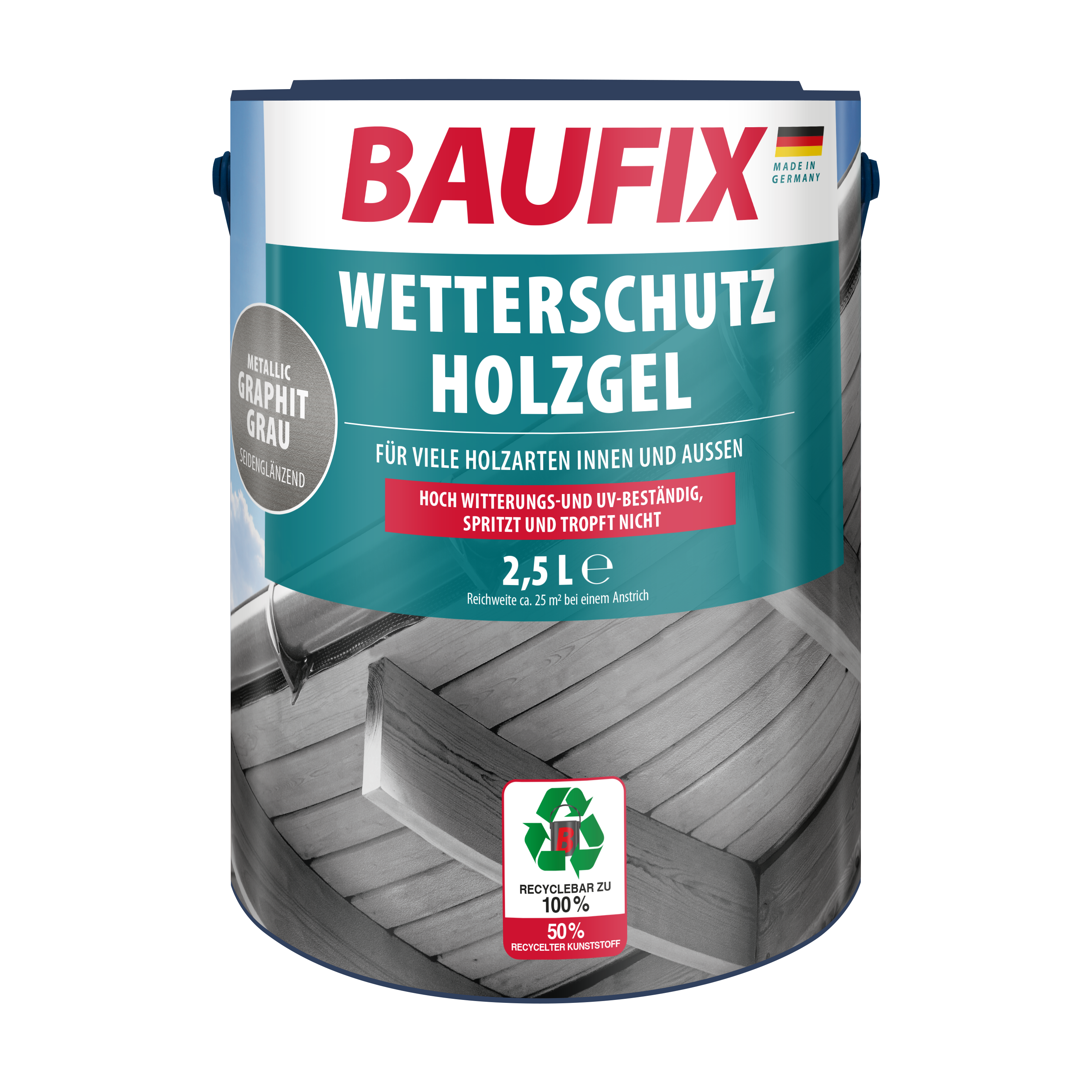 Gebindebild Wetterschutz Holzgel metallic graphitgrau seidenglänzend