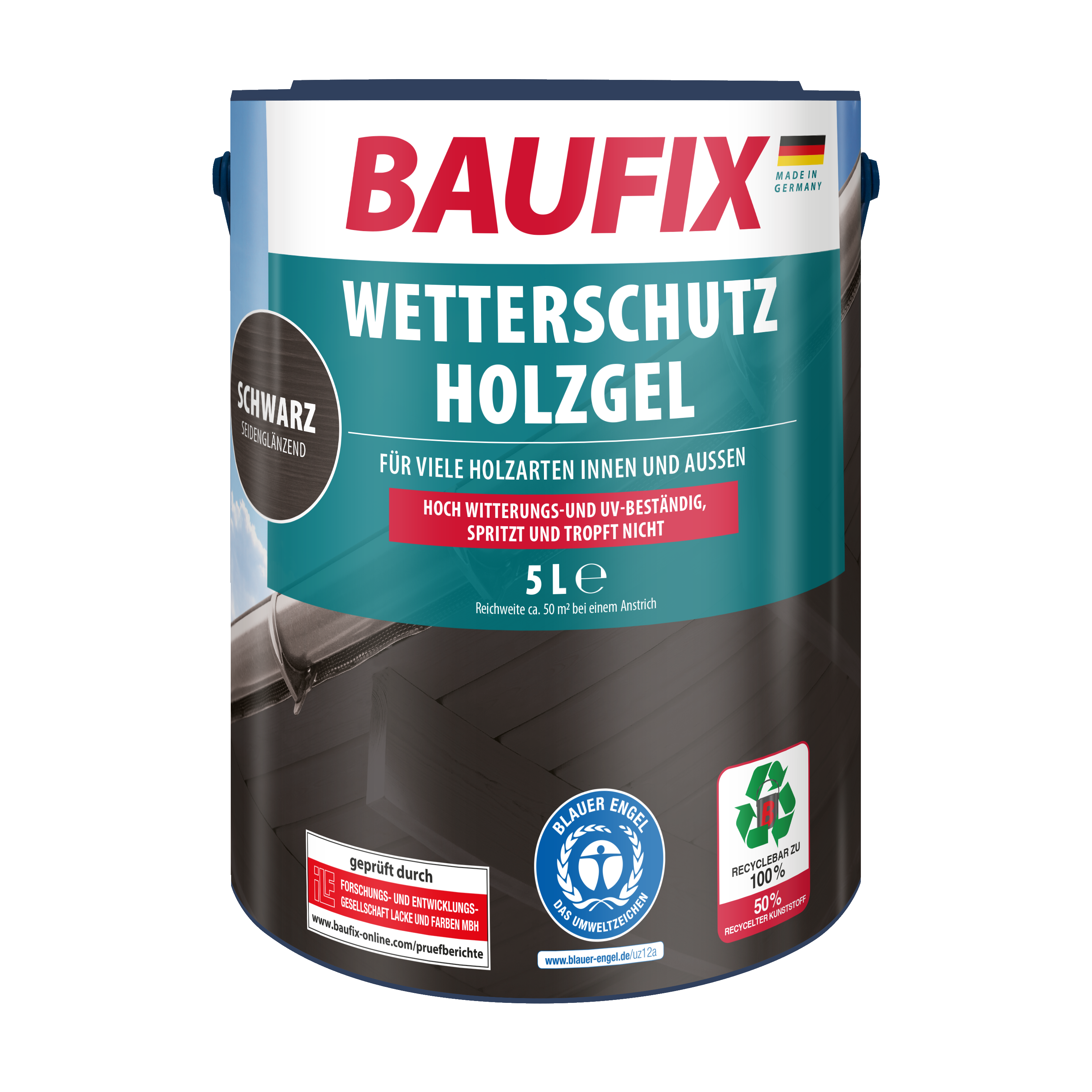 Gebinde Wetterschutz Holzgel schwarz seidenglänzend