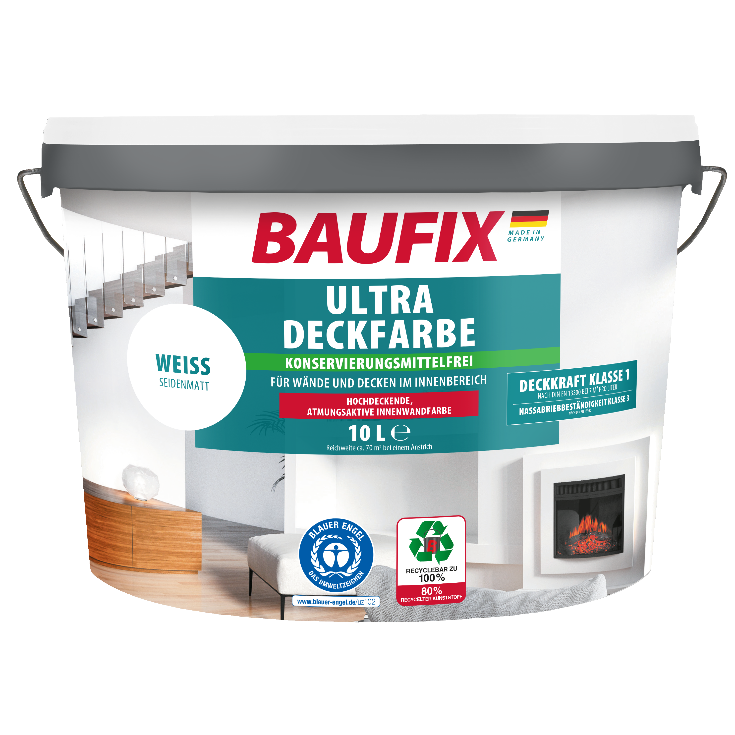 Gebindeabbildung BAUFIX Ultra Deckfarbe weiß 10 Liter