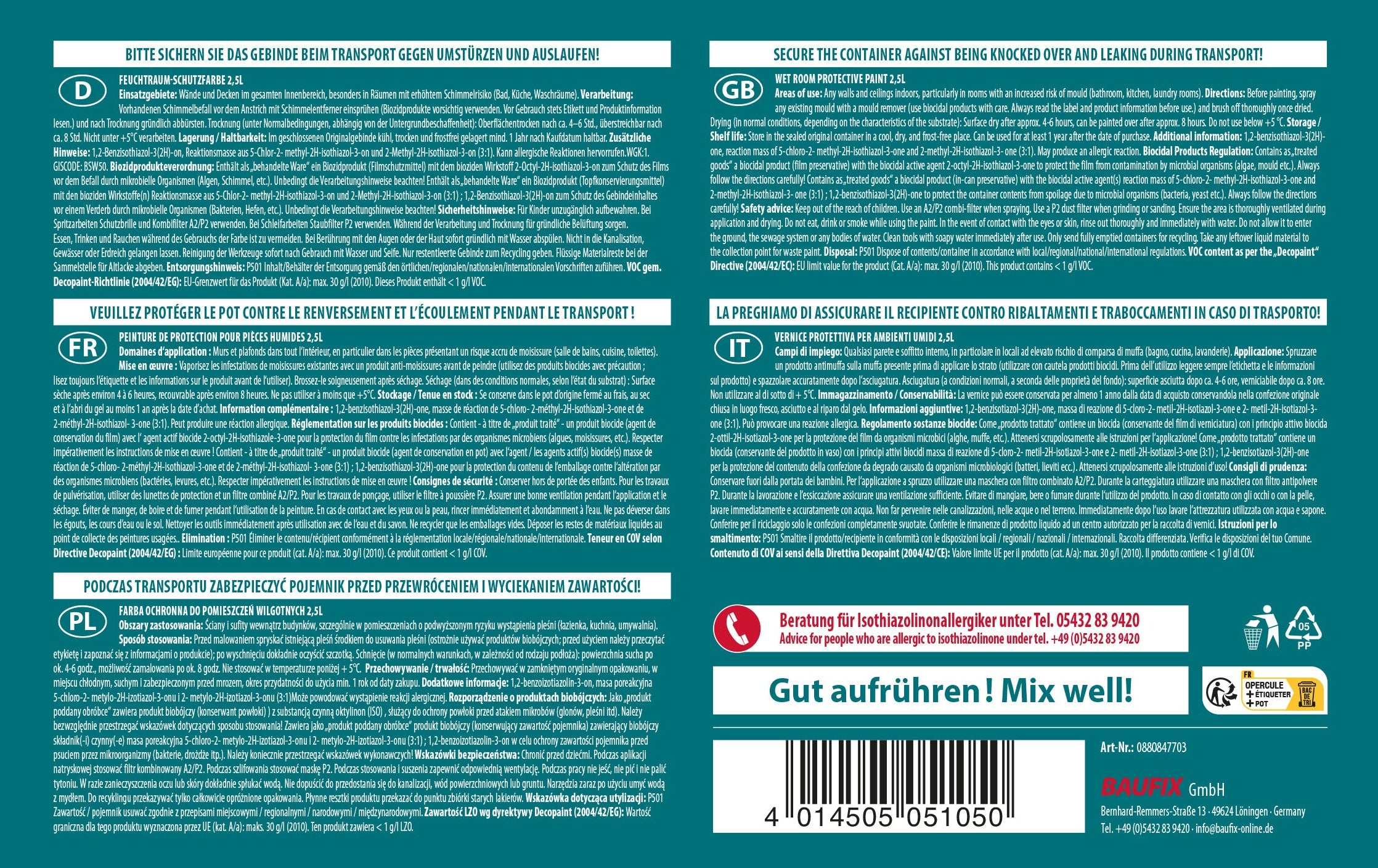 BAUFIX Feuchtraum-Schutzfarbe - Baufix Online Shop